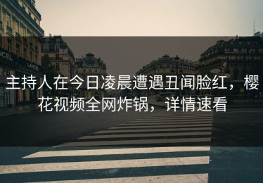 主持人在今日凌晨遭遇丑闻脸红，樱花视频全网炸锅，详情速看