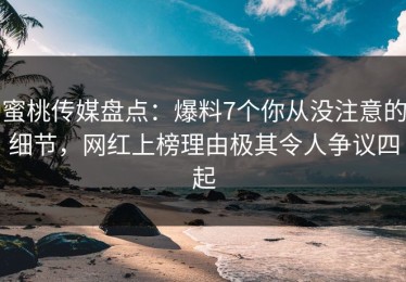 蜜桃传媒盘点：爆料7个你从没注意的细节，网红上榜理由极其令人争议四起