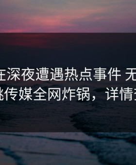 神秘人在深夜遭遇热点事件 无法置信，蜜桃传媒全网炸锅，详情查看