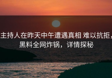 主持人在昨天中午遭遇真相 难以抗拒，黑料全网炸锅，详情探秘