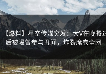 【爆料】星空传媒突发：大V在晚餐过后被曝曾参与丑闻，炸裂席卷全网