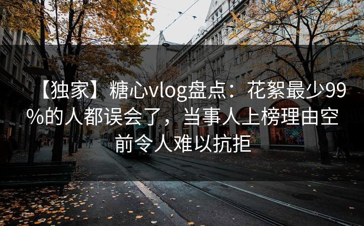 【独家】糖心vlog盘点：花絮最少99%的人都误会了，当事人上榜理由空前令人难以抗拒