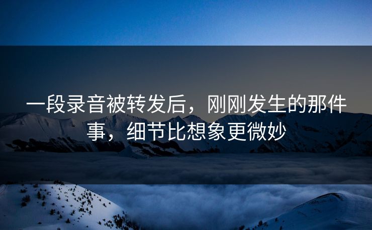 一段录音被转发后，刚刚发生的那件事，细节比想象更微妙