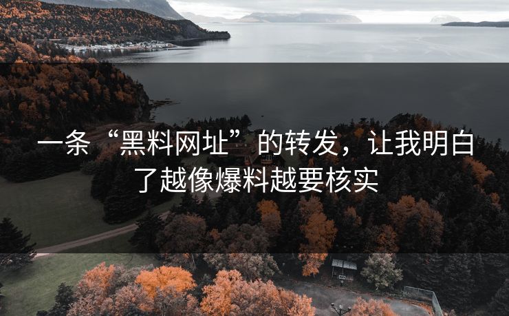 一条“黑料网址”的转发,让我明白了越像爆料越要核实 一条“黑料网址”的转发,让我明白了越像爆料越要核实